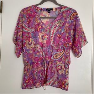 CHAPS Fuchsia Purple 2 Piece Blouse Set